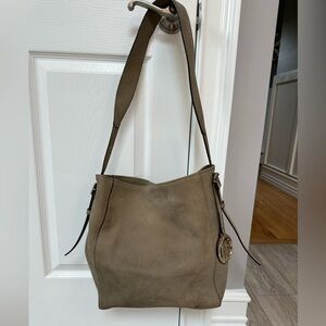 Henri Bendel Tan Pebbled Leather Shoulder Bag
